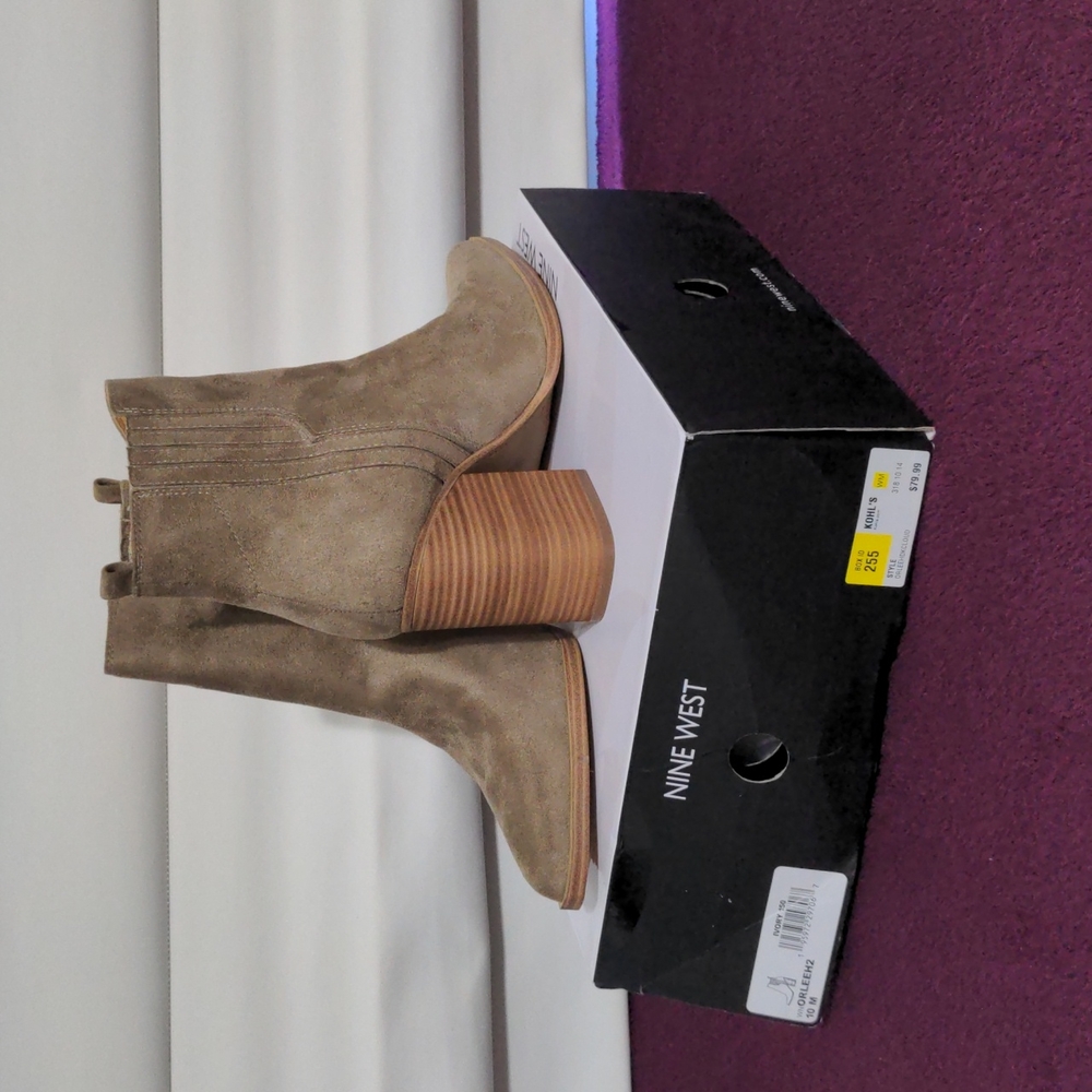 Nine West Block Heel Ankle Boots Size 10 *NEW*